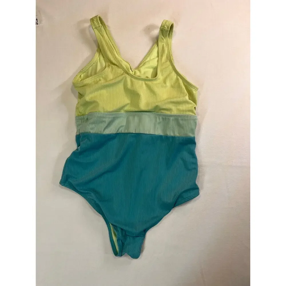 Retro Colorblock Ribbed Swimsuit by Justice Cutout One Piece Girls XL 16/18